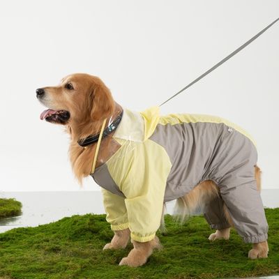 Hooded Large Breed Dog Raincoat Stretchable Hem Anti-static Camouflage Print