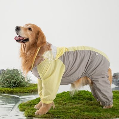 Hooded Large Breed Dog Raincoat Stretchable Hem Anti-static Camouflage Print