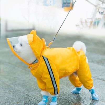 Quick Drying Pet Clothing Water Repellent Stormproof Dog Wear Raincoat Tear Resistant