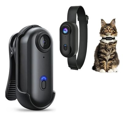 Small Night Vision Pet Wearable Camera Collar HD 1080P Two Way Audio Voice Control