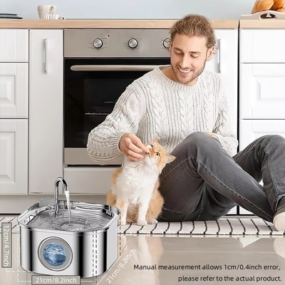 24H Monitoring Emergency Alarm Pet Drinking Machine Stainless Steel Base