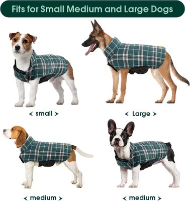 Exclusive for Medium & Large Dogs in Autumn & Winter! Reversible Waterproof British Style Plaid Warm Padded Coat