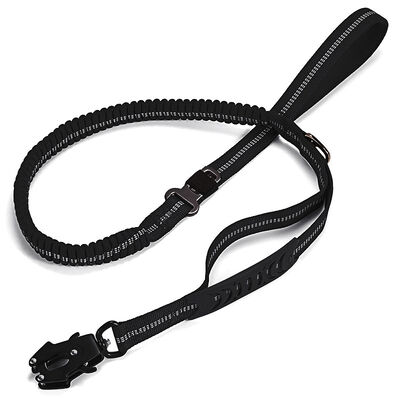Adjustable Tactical Dog Leash with Shock-Absorbing Bungee Reflective for Large Dogs