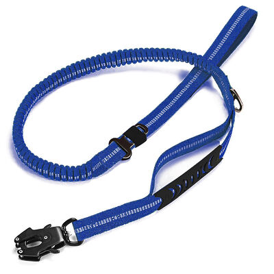 Adjustable Tactical Dog Leash with Shock-Absorbing Bungee Reflective for Large Dogs