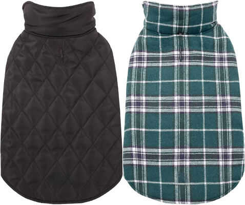 Exclusive for Medium & Large Dogs in Autumn & Winter! Reversible Waterproof British Style Plaid Warm Padded Coat